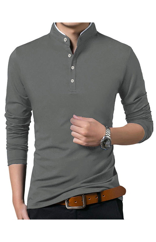 Basic Half-Button Long Sleeve T-Shirt