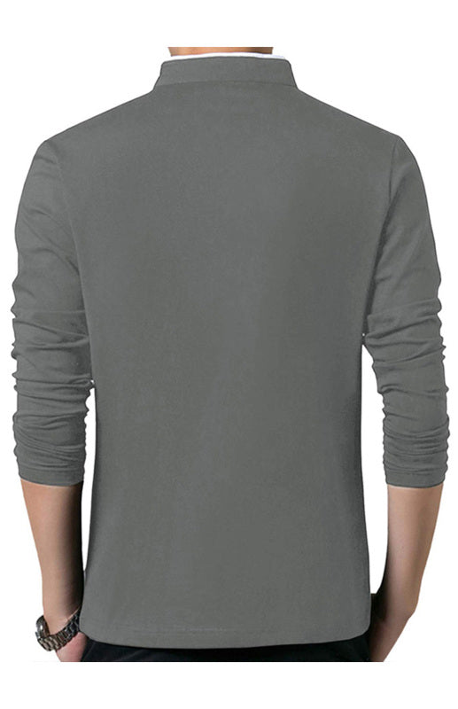 Basic Half-Button Long Sleeve T-Shirt