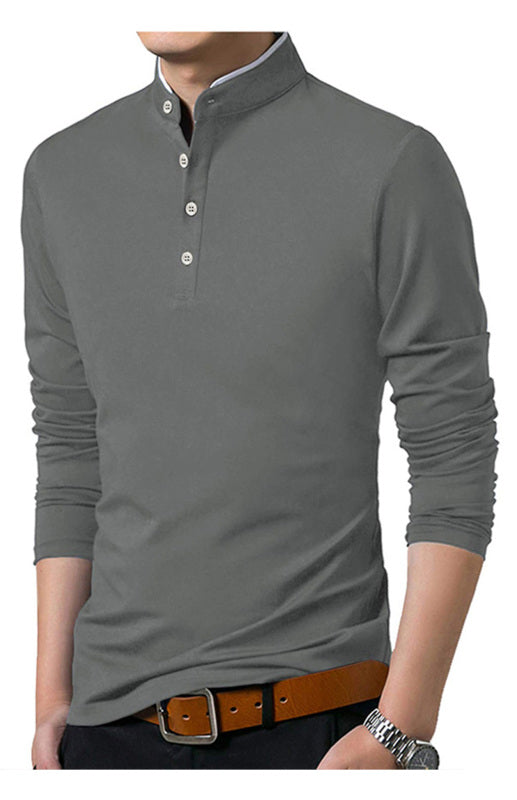 Basic Half-Button Long Sleeve T-Shirt