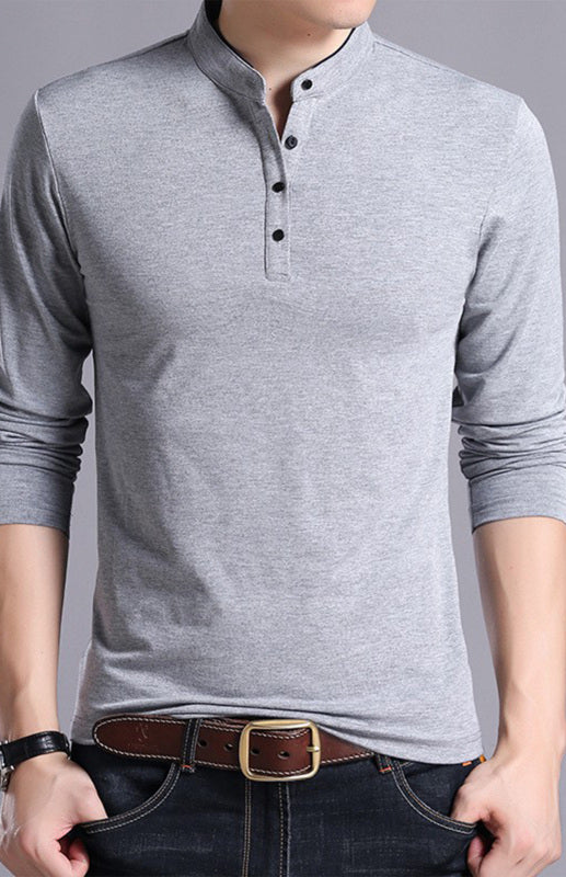 Basic Half-Button Long Sleeve T-Shirt