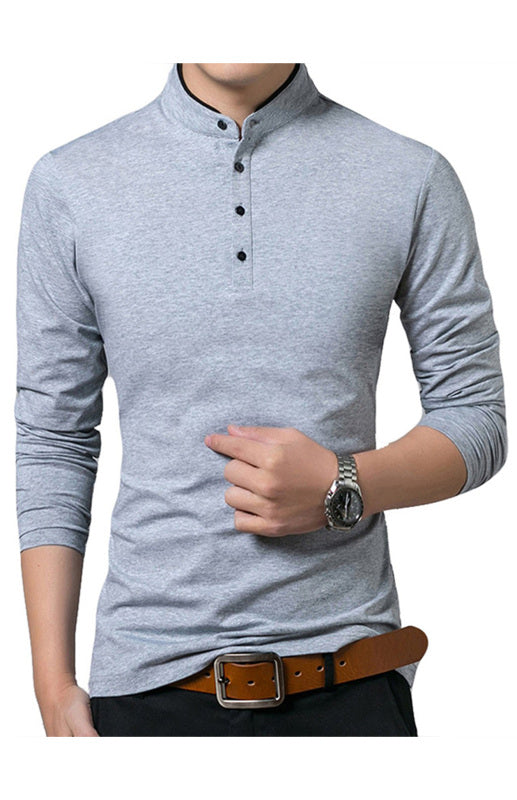 Basic Half-Button Long Sleeve T-Shirt