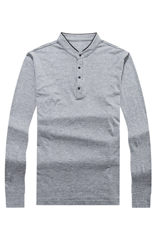 Basic Half-Button Long Sleeve T-Shirt