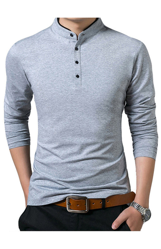 Basic Half-Button Long Sleeve T-Shirt