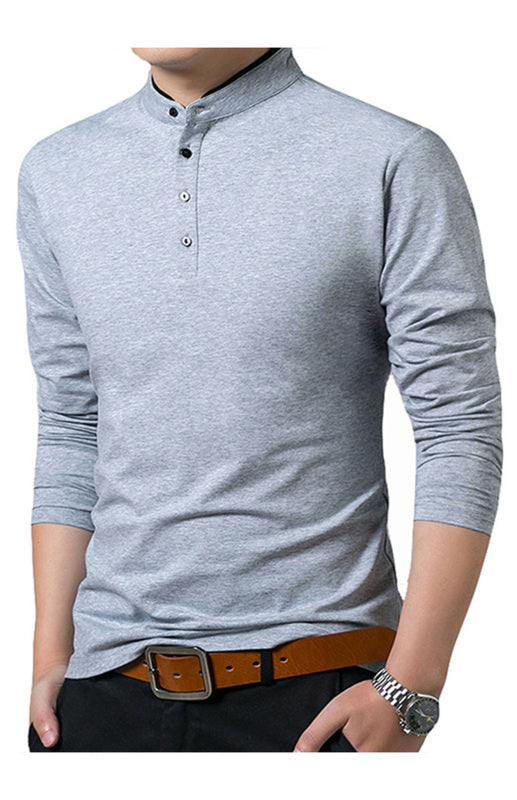 Basic Half-Button Long Sleeve T-Shirt