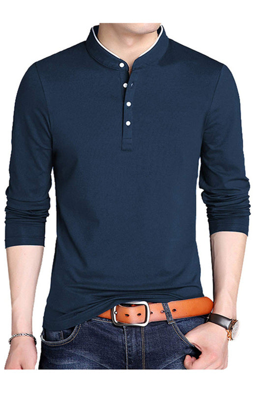 Basic Half-Button Long Sleeve T-Shirt