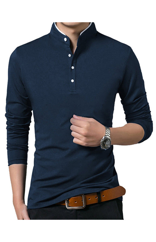 Basic Half-Button Long Sleeve T-Shirt