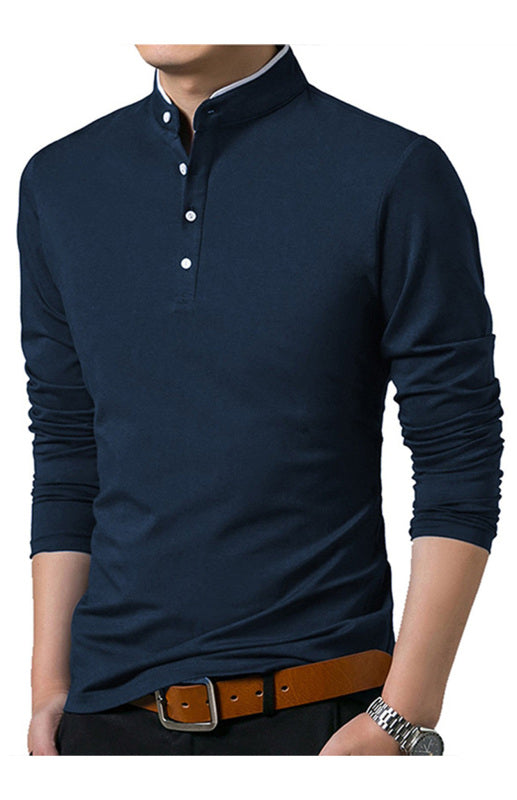 Basic Half-Button Long Sleeve T-Shirt