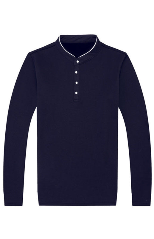 Basic Half-Button Long Sleeve T-Shirt