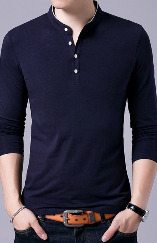 Basic Half-Button Long Sleeve T-Shirt