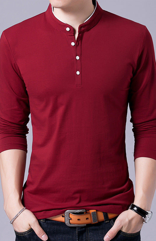 Basic Half-Button Long Sleeve T-Shirt