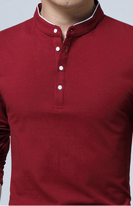 Basic Half-Button Long Sleeve T-Shirt