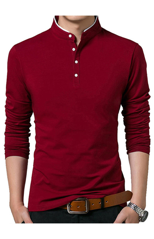 Basic Half-Button Long Sleeve T-Shirt