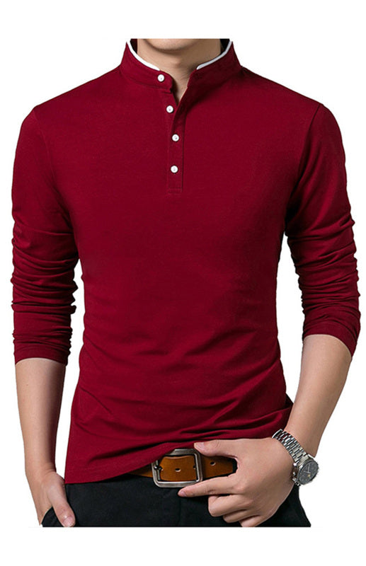 Basic Half-Button Long Sleeve T-Shirt