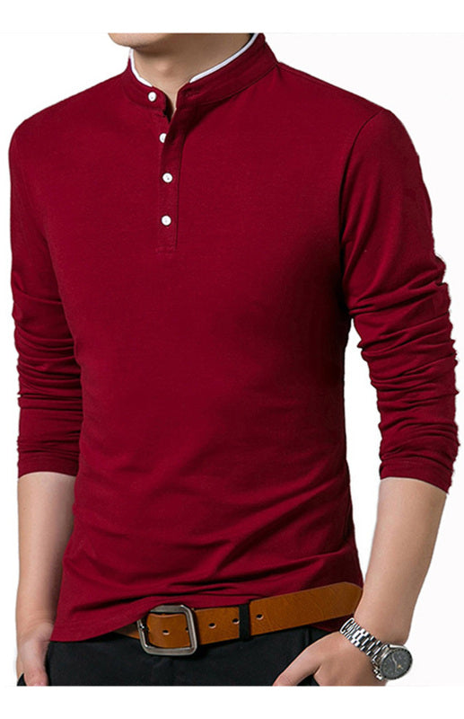 Basic Half-Button Long Sleeve T-Shirt