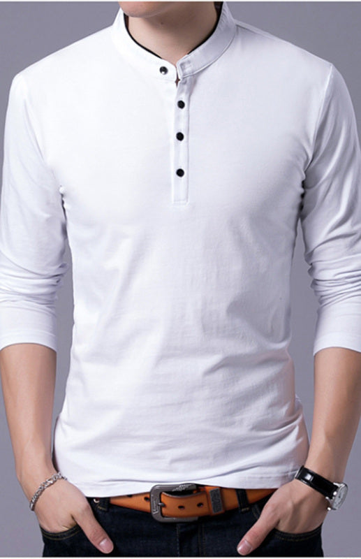 Basic Half-Button Long Sleeve T-Shirt