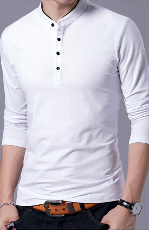 Basic Half-Button Long Sleeve T-Shirt