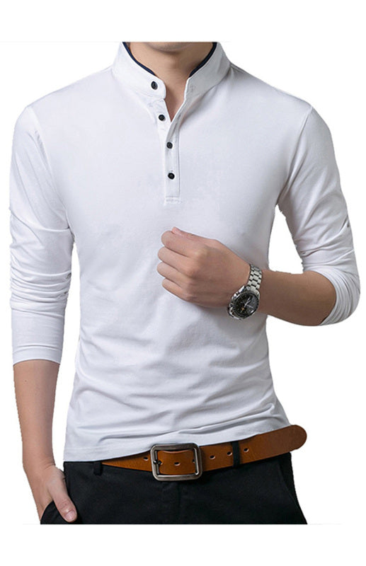 Basic Half-Button Long Sleeve T-Shirt