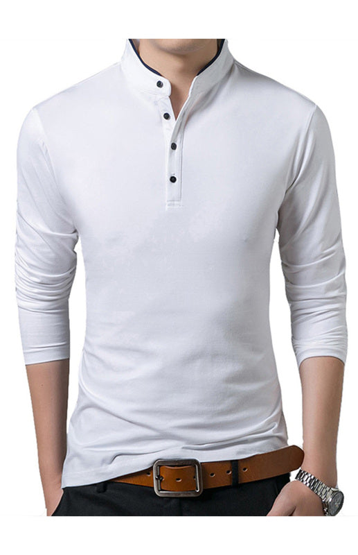 Basic Half-Button Long Sleeve T-Shirt