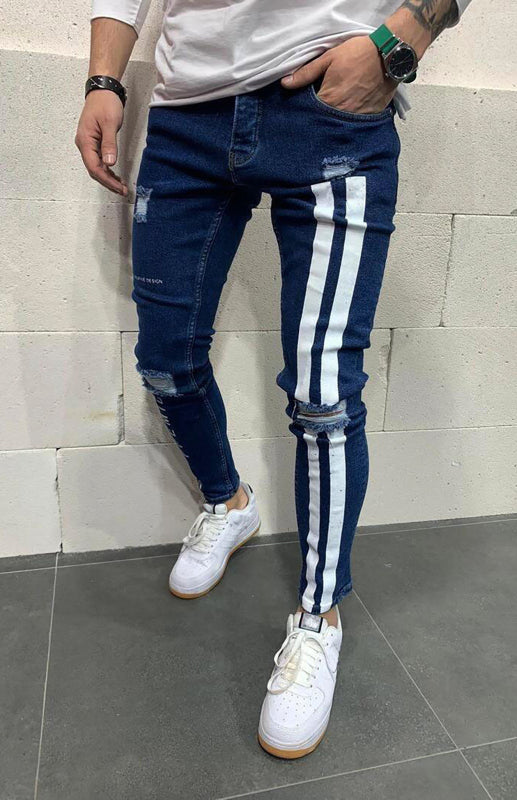 Casual Frayed Slim Fit Jeans