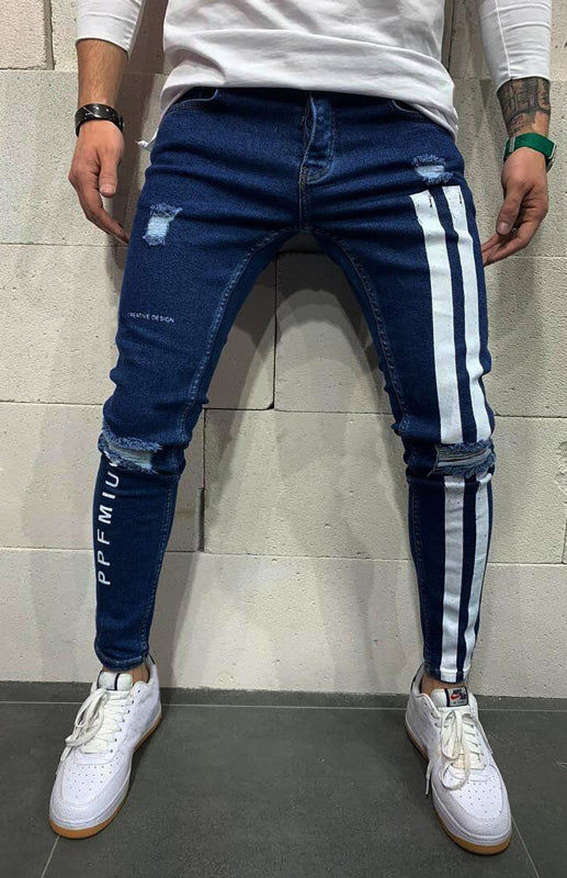 Casual Frayed Slim Fit Jeans