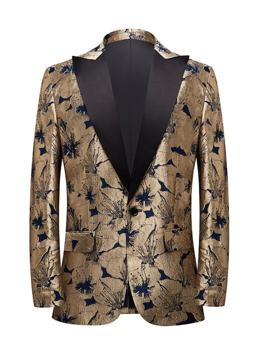 Men's Floral Print Lined Long Sleeve Blazer