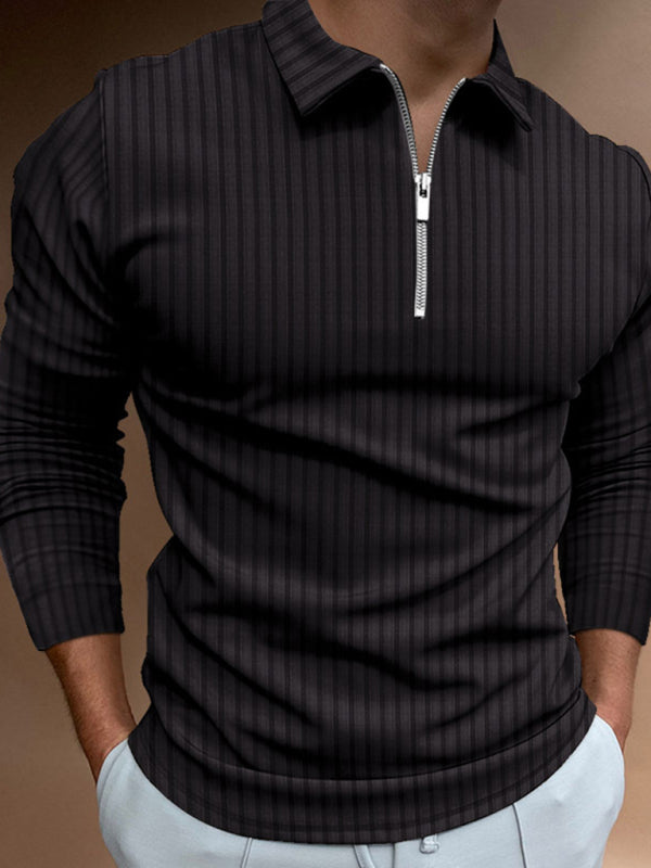 Half-Zip Ribbed Long Sleeved Collared Sweater