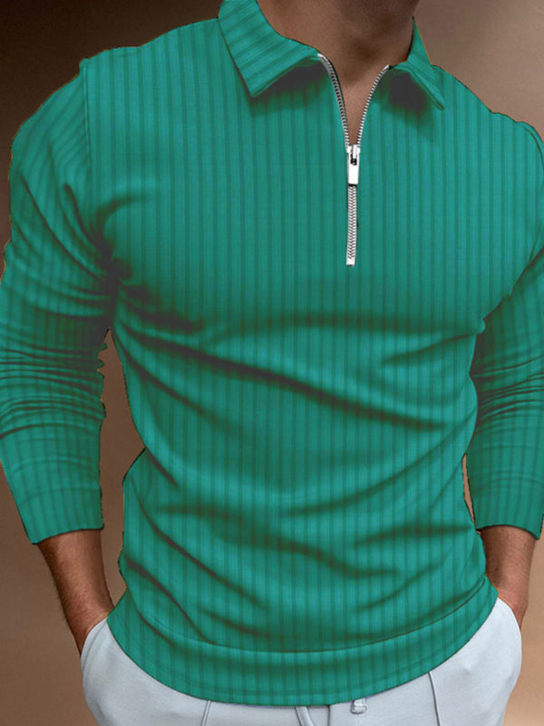 Half-Zip Ribbed Long Sleeved Collared Sweater