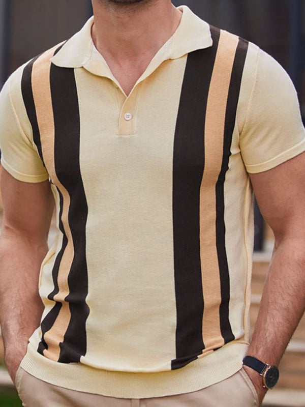 Striped Jacquard Short Sleeve Polo Shirt