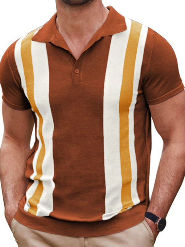 Striped Jacquard Short Sleeve Polo Shirt