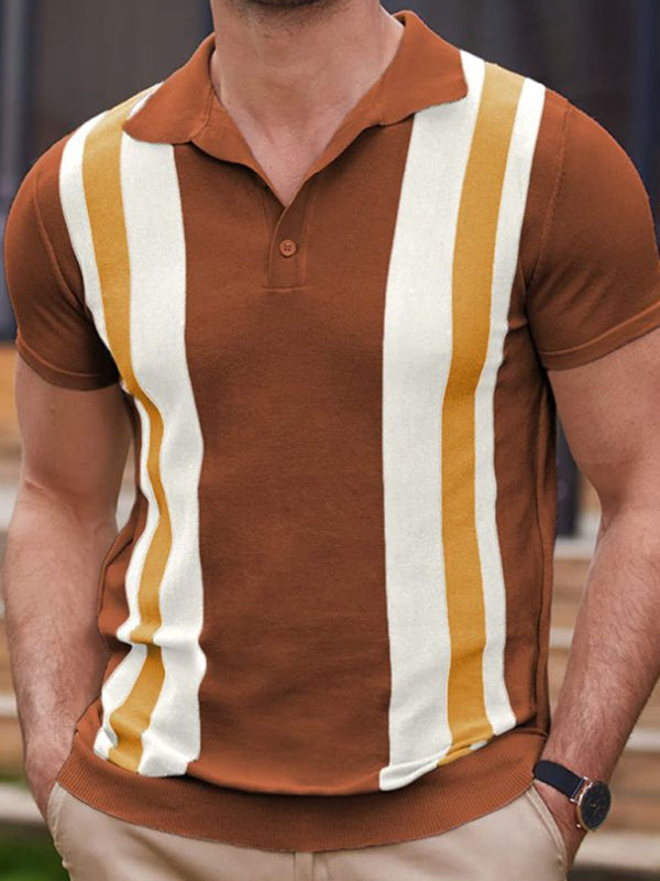 Striped Jacquard Short Sleeve Polo Shirt