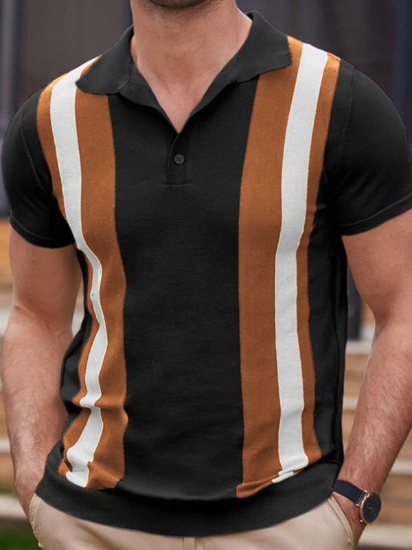 Striped Jacquard Short Sleeve Polo Shirt