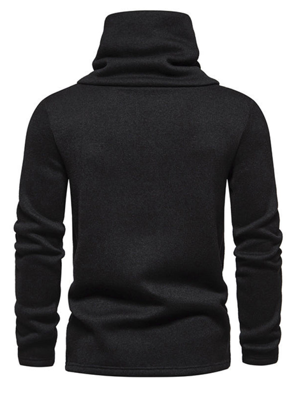 Men's High Collar British-Style Pile Neck Long Sleeves Sweater - Cozy Fall Available in Sizes S-2XL