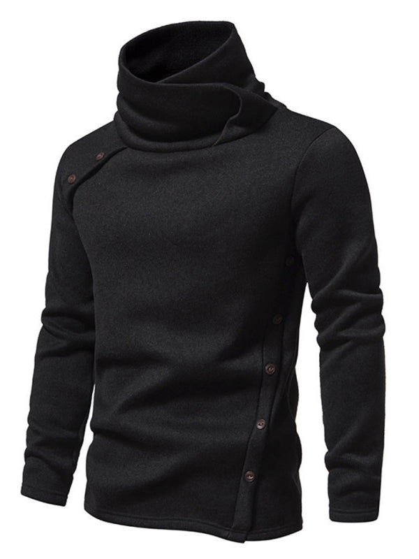 Men's High Collar British-Style Pile Neck Long Sleeves Sweater - Cozy Fall Available in Sizes S-2XL