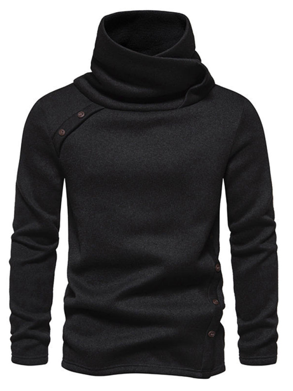 Men's High Collar British-Style Pile Neck Long Sleeves Sweater - Cozy Fall Available in Sizes S-2XL