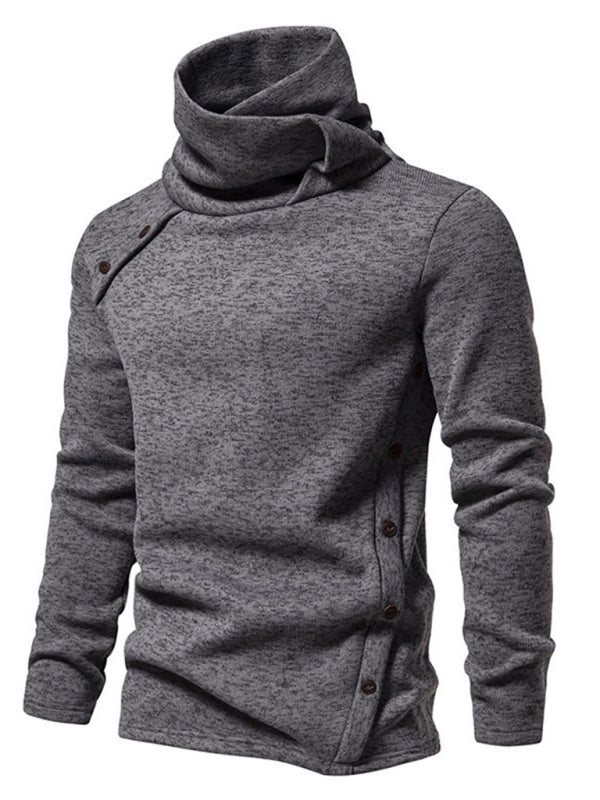 Men's High Collar British-Style Pile Neck Long Sleeves Sweater - Cozy Fall Available in Sizes S-2XL