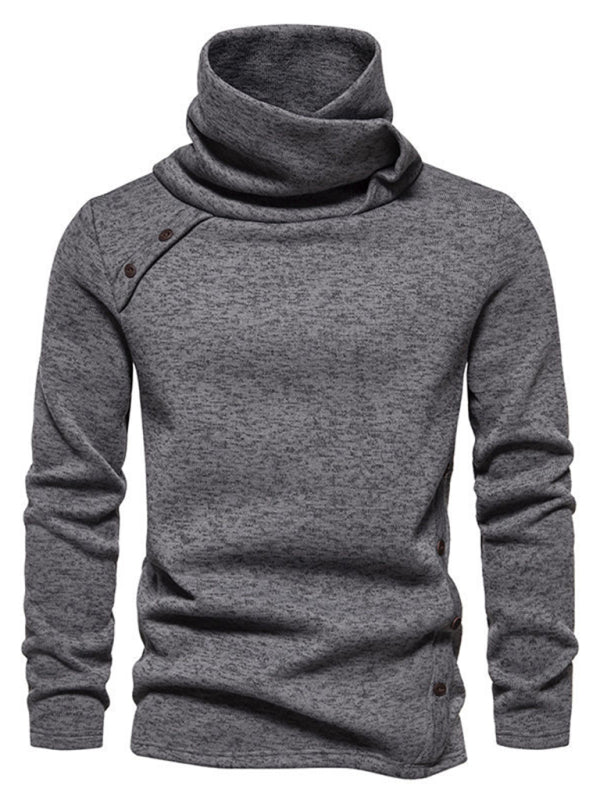 Men's High Collar British-Style Pile Neck Long Sleeves Sweater - Cozy Fall Available in Sizes S-2XL