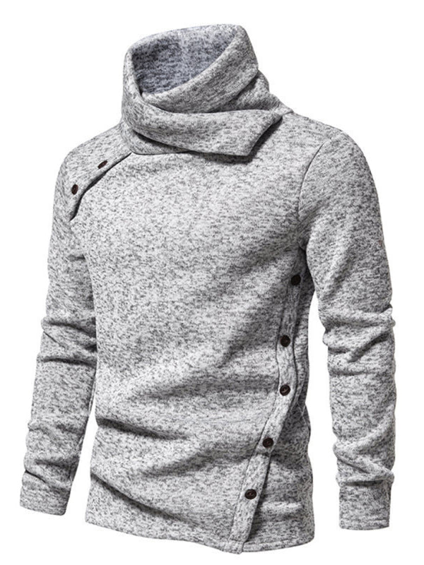 Men's High Collar British-Style Pile Neck Long Sleeves Sweater - Cozy Fall Available in Sizes S-2XL