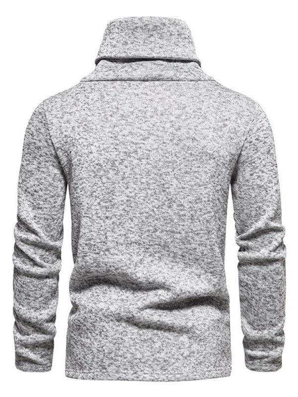 Men's High Collar British-Style Pile Neck Long Sleeves Sweater - Cozy Fall Available in Sizes S-2XL