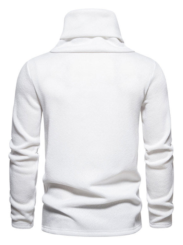 Men's High Collar British-Style Pile Neck Long Sleeves Sweater - Cozy Fall Available in Sizes S-2XL