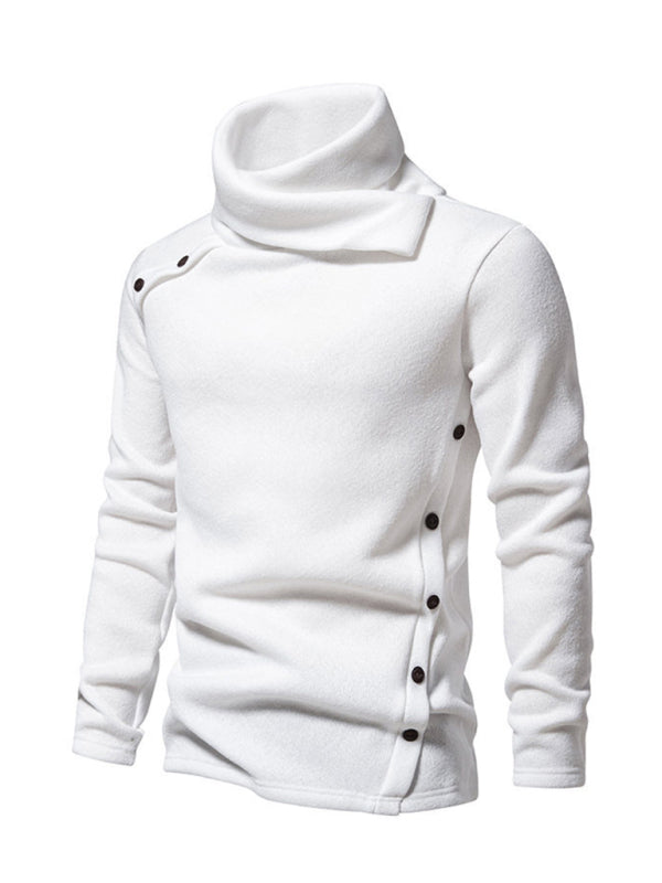 Men's High Collar British-Style Pile Neck Long Sleeves Sweater - Cozy Fall Available in Sizes S-2XL