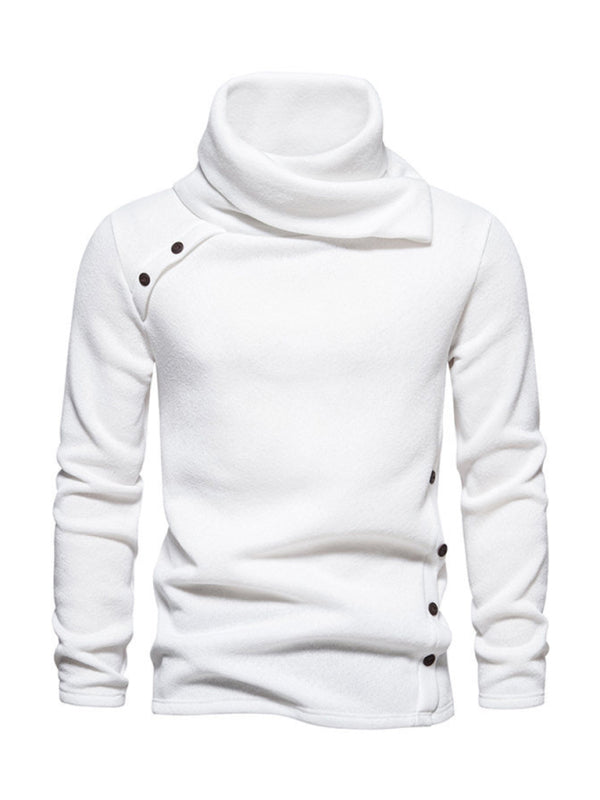 Men's High Collar British-Style Pile Neck Long Sleeves Sweater - Cozy Fall Available in Sizes S-2XL