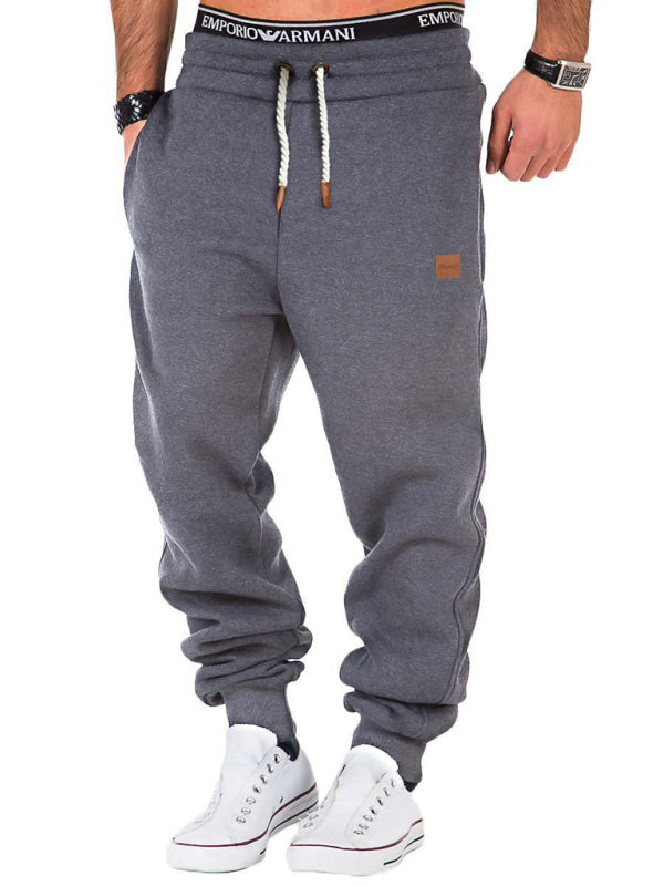 Men's Solid Color Adjustable Waist Joggers