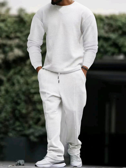 Round Neck Pullover Long Sleeve Jogger Set S - 3XL Sizes Available