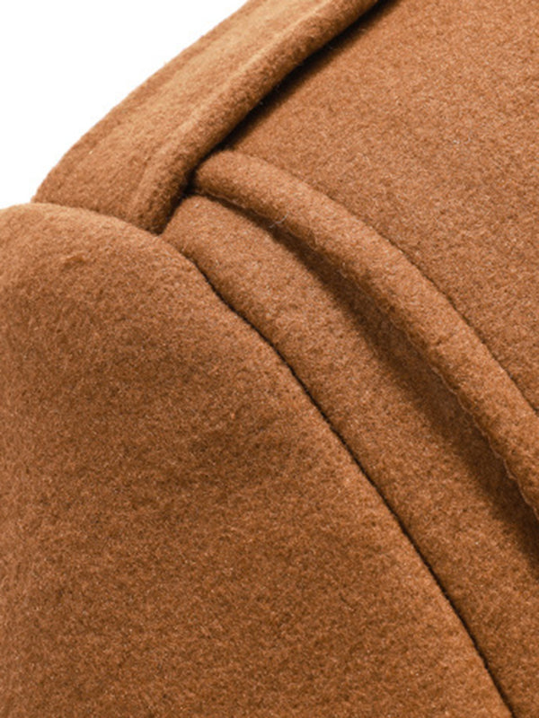 Men's Double Collar Zippered Wool Coat with Pockets Available in Sizes M-3XL