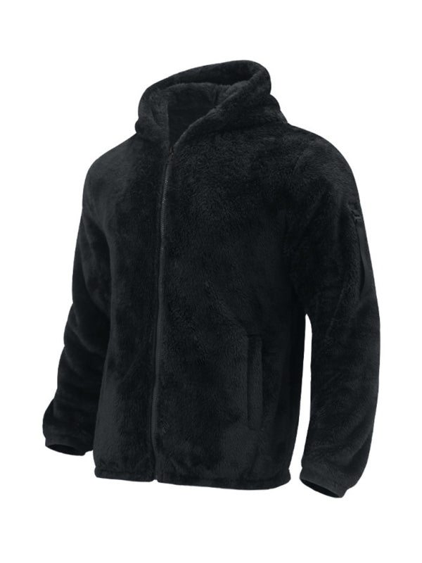 Men's Solid Colors Fleece Hooded Jacket