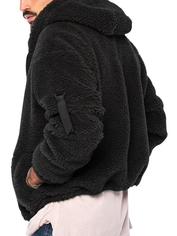 Men's Solid Colors Fleece Hooded Jacket