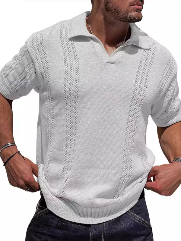 Knitted V-Neck Short Sleeve Shirt