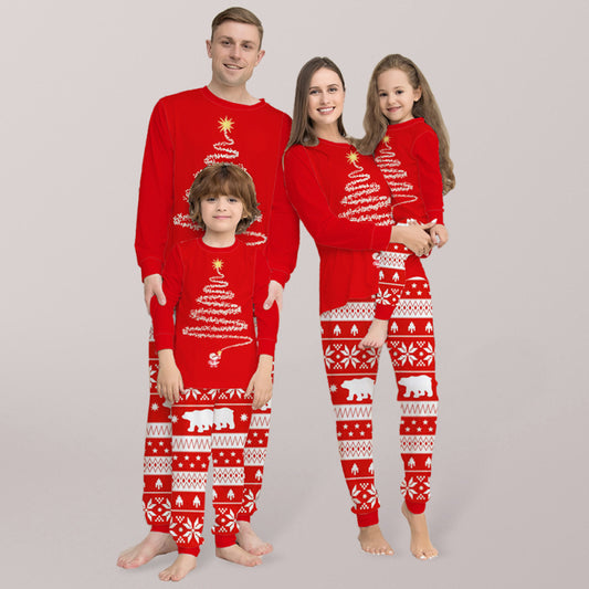 Minimalist Christmas Tree Graphic Print Parent-Child Matching Christmas Pajama Set