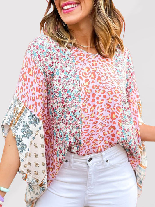 Leopard Print Dolman Sleeve Top