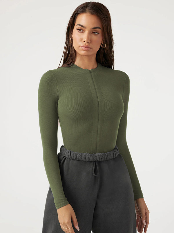 Zippered Long Sleeves Bodysuit